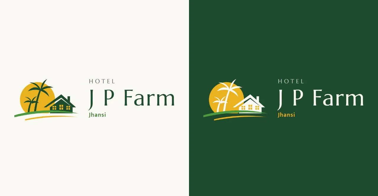 The refreshed Hotel J P Farm logo in colour and light versions